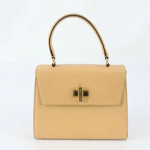 Celine Turnlock Leather Handbag Black